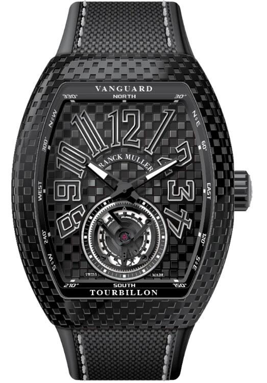 Best FRANCK MULLER Vanguard Pixel Brushed Black Stainless Steel Tourbillon V 45 T BLK PXL (NR) (BR AC) (PXL NR BR NR AC) Replica Watch